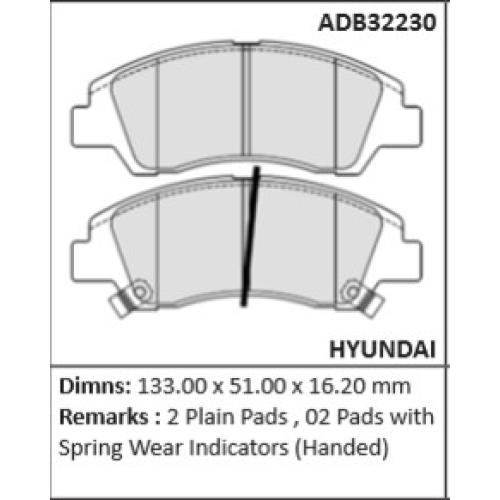JGO. PASTILLAS FRENO HYUNDAI I10 2014.... HB20 2021.... 133X51X16MM COMLINE GRAND I10 2014.  (25976)