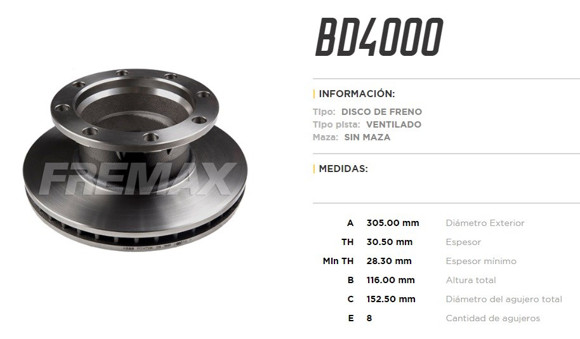 DISCO DE FRENO FORD F4000 1985-AGRALE 1600/1800D 1985