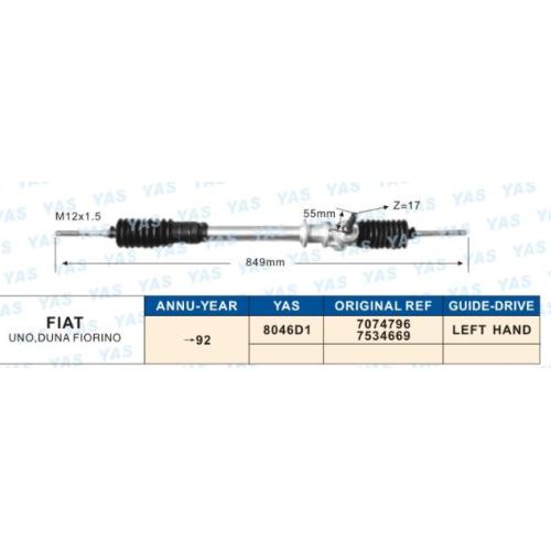 CREMALLERA MECANICA FIAT UNO DUNA ELBA PREMIO 85...92 S/SOP. 12MM S/PUNT. YAS YTD88224