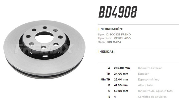 DISCO DE FRENO CHEVROLET AVEO 1.6