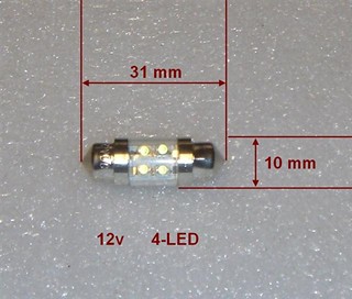 LAMPARA 12V TUBULAR 4 LED (10 X 31) SUN