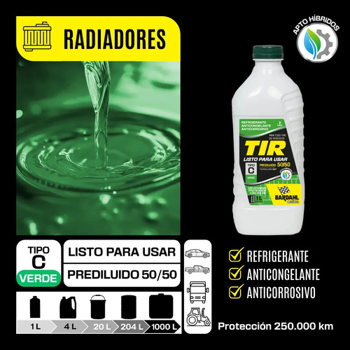 Bardahl 01 Refrigerante Listo Para Usar Refrigerante/anticongelante