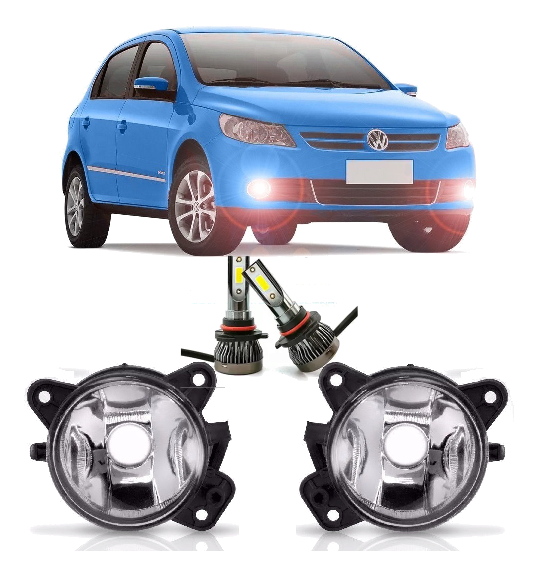 Kit 2 Faro Camineros + 2 Led Vw Gol G5 2009 2013