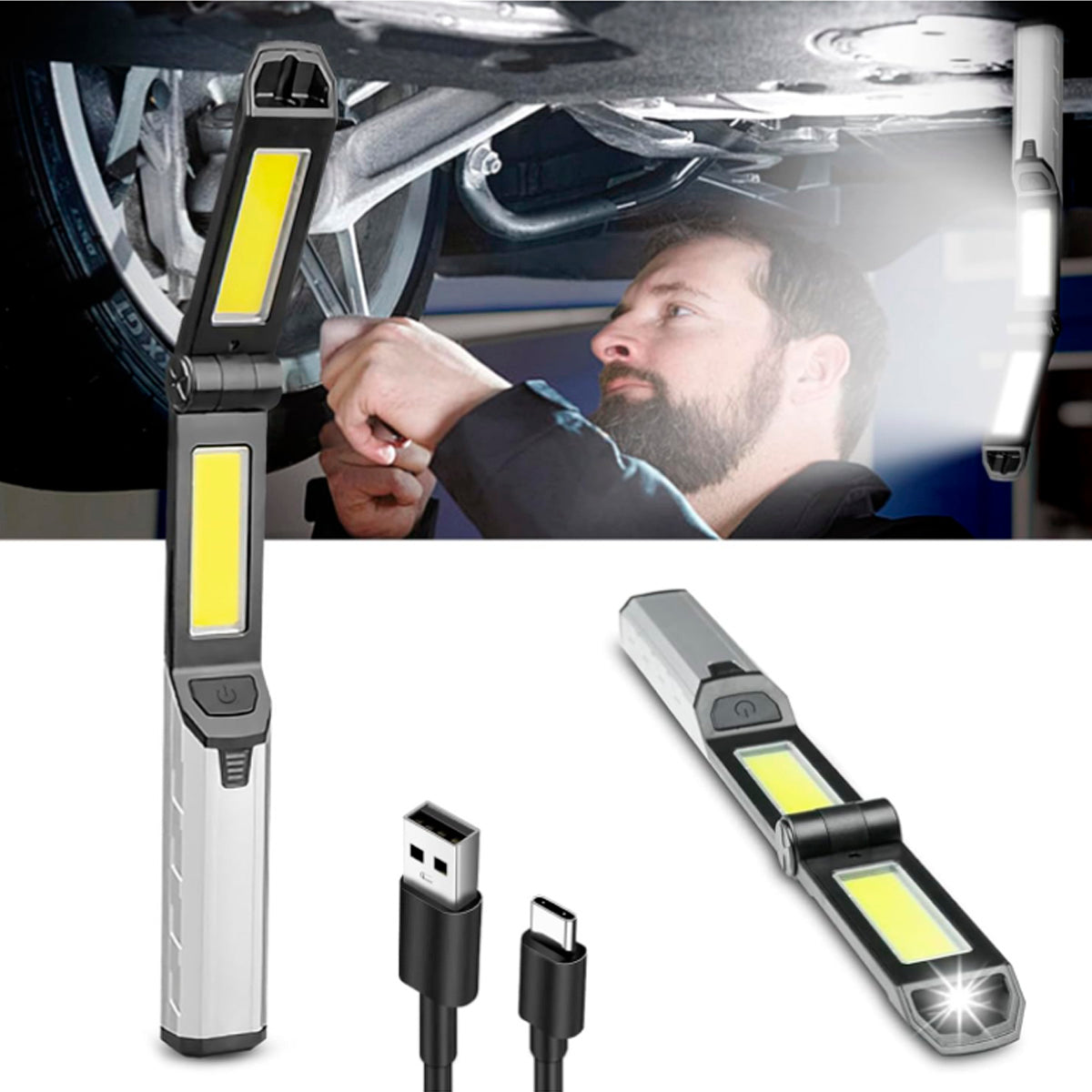 Linterna LED articulada recargable