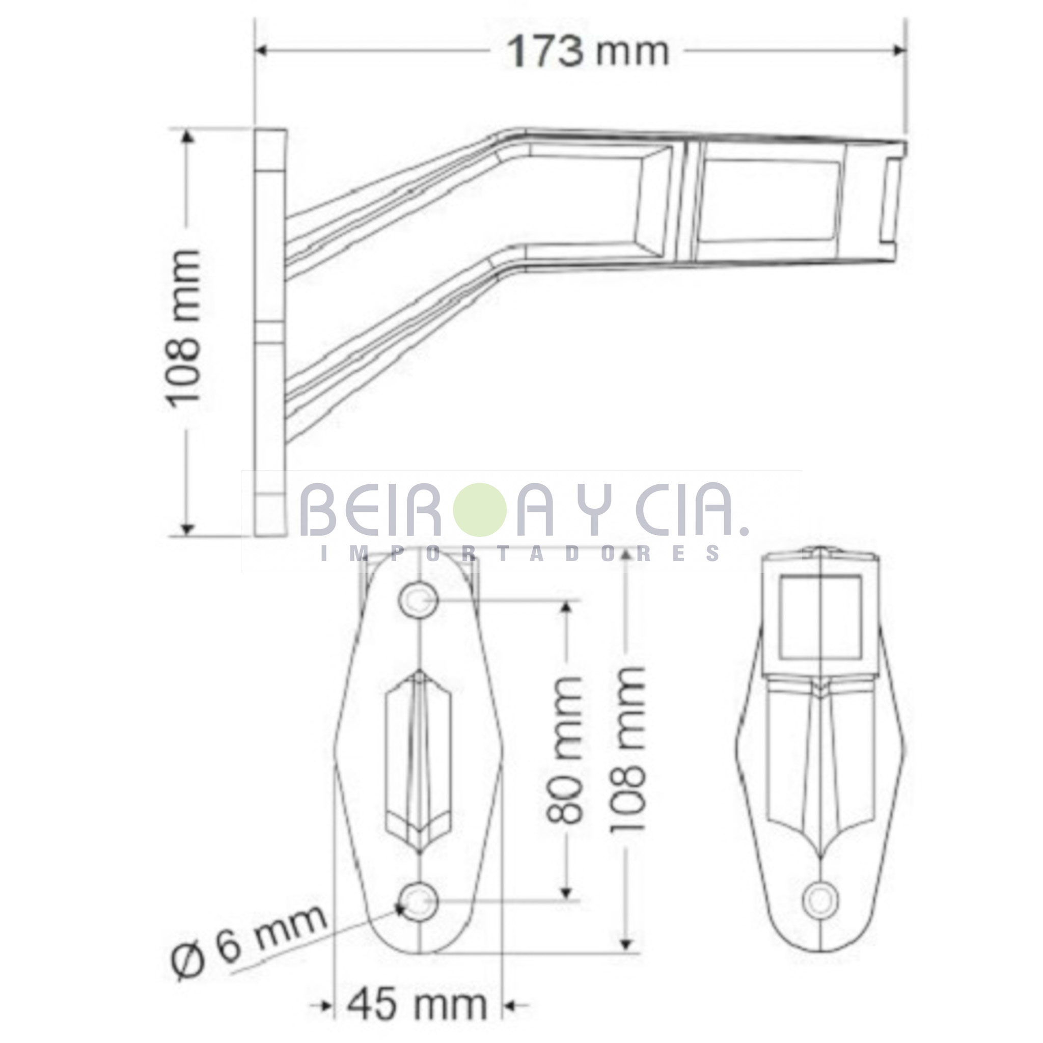FAROL BAIML 300 E IZQ. LAT/TRAS FLEX. 12/24V