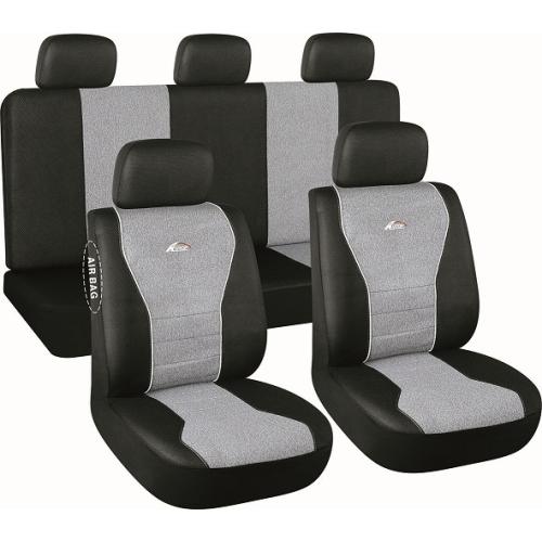 JGO. FUNDAS ASIENTOS TELA GRIS C/NEGRO