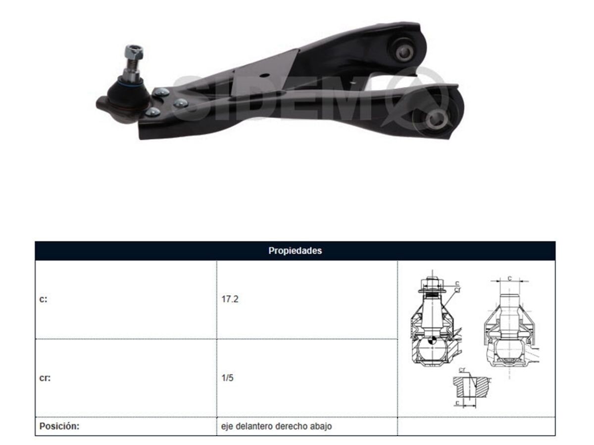 Parilla De Suspension Del Renault Duster/Oroch/Captur 11-25 Der