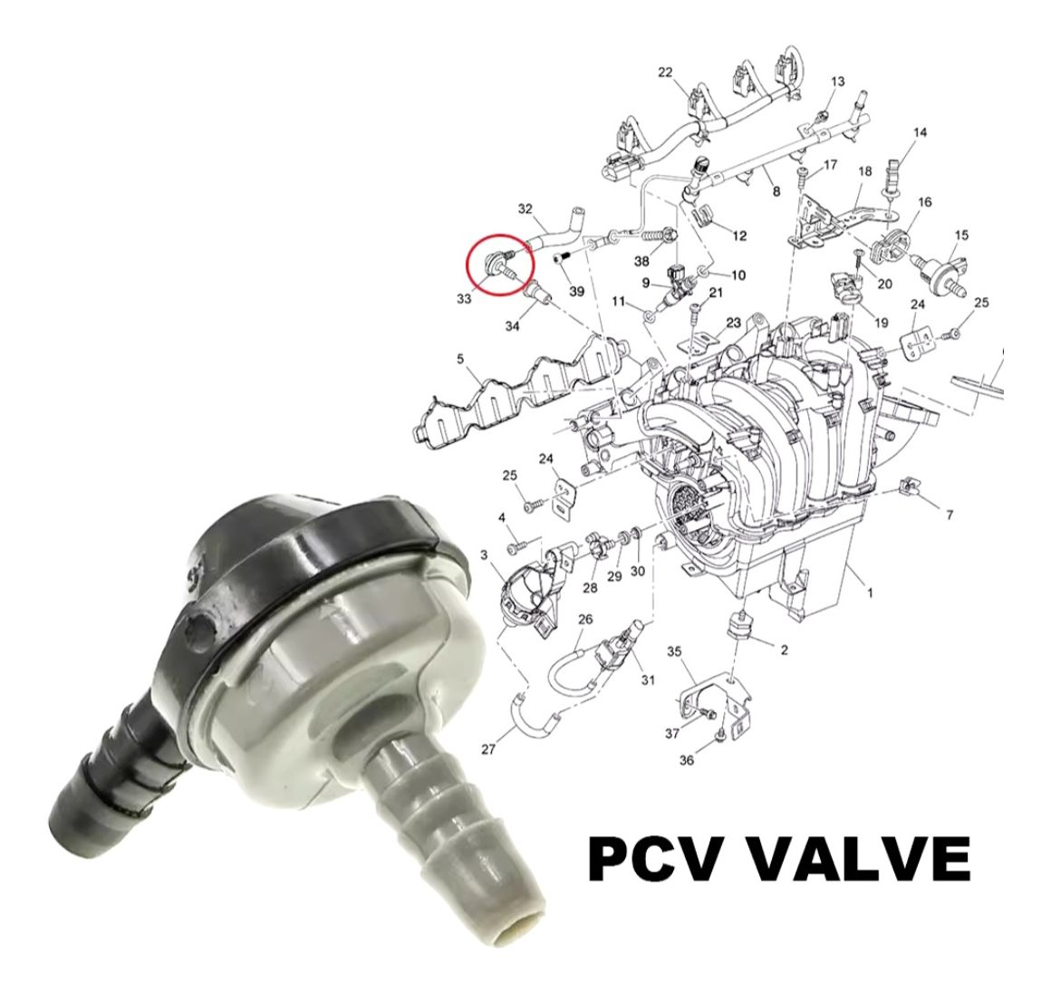 Válvula Pcv Chevrolet Aveo Sonic Cruze