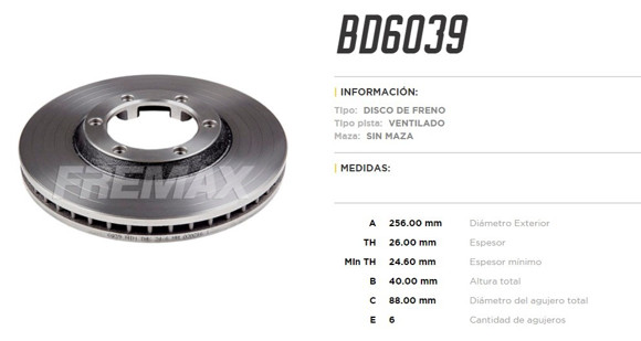 DISCO FRENO DEL VENT GREAT WALL WINGLE 5/GM D-MAX 2.5 3.0