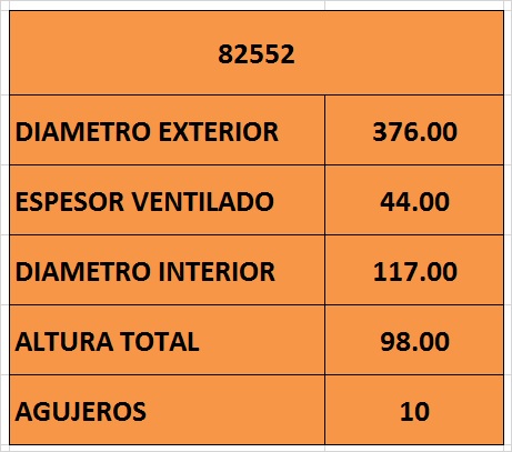 DISCO FRENO 376mm 10 AGUJEROS DEL VOLVO VM