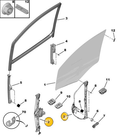 Máquina alzacristal derecha manual
