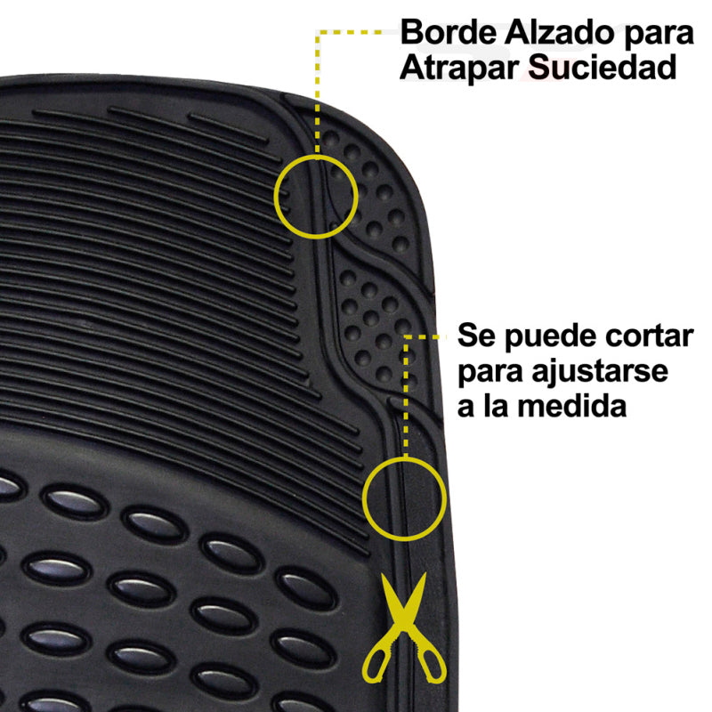 Juego Alfombras para autos en goma Universal 4 piezas flex