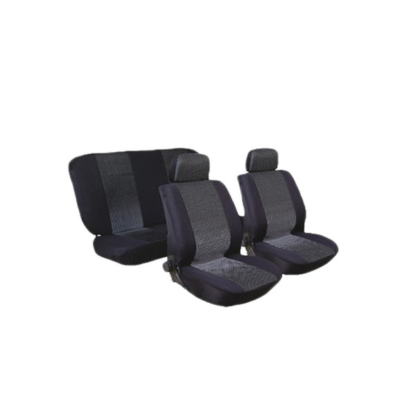 JUEGO DE FUNDAS CUBRE ASIENTO COLOR NEGRO Y GRIS