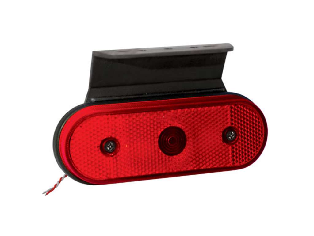 Faro lateral ovalado LED rojo 12V/24V con soporte