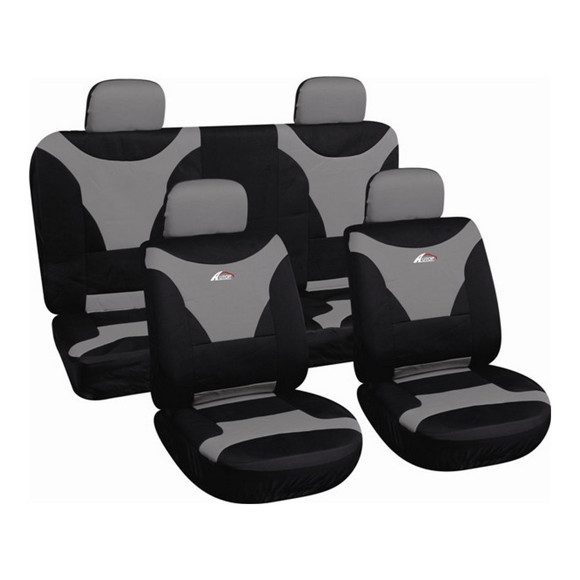 JUEGO DE FUNDAS CUBRE ASIENTO COLOR NEGRO Y GRIS