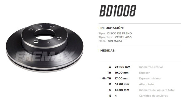 DISCO DE FRENO HYUNDAI ACCENT 1.3I/1.5I 2000