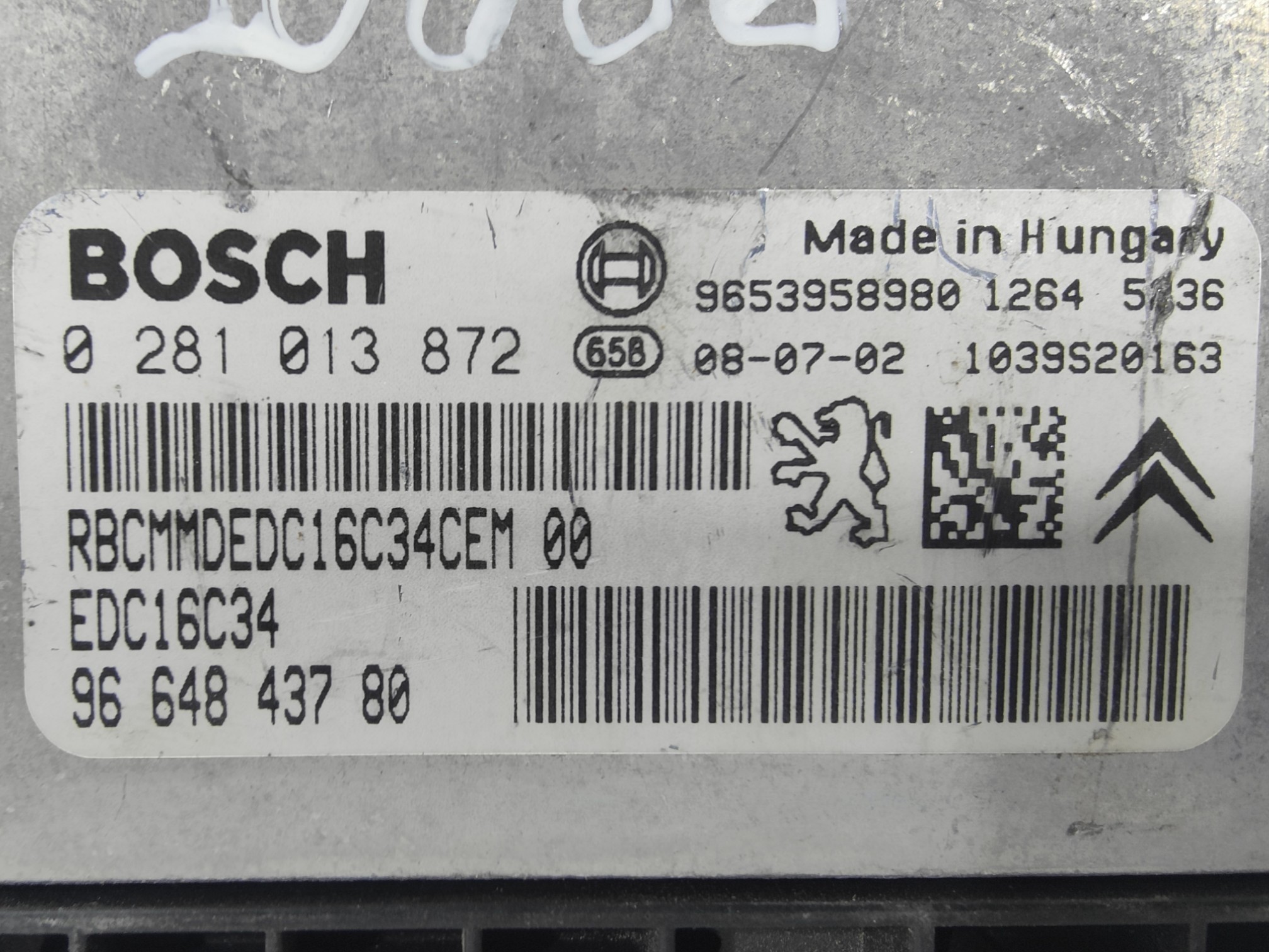 ECU de motor Peugeot Citroen 1.6 HDI 2008, Ref: 10886-K3B5
