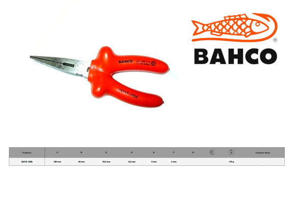 PINZA PUNTA PLANA AISLANTE 64MM 1000V (IEC60900/VDE680)
