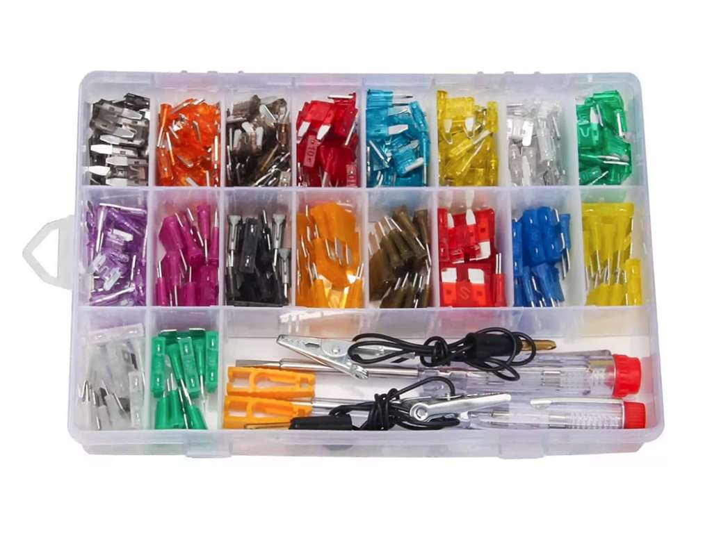 Kit surtido de fusibles automotrices con probadores de circuito