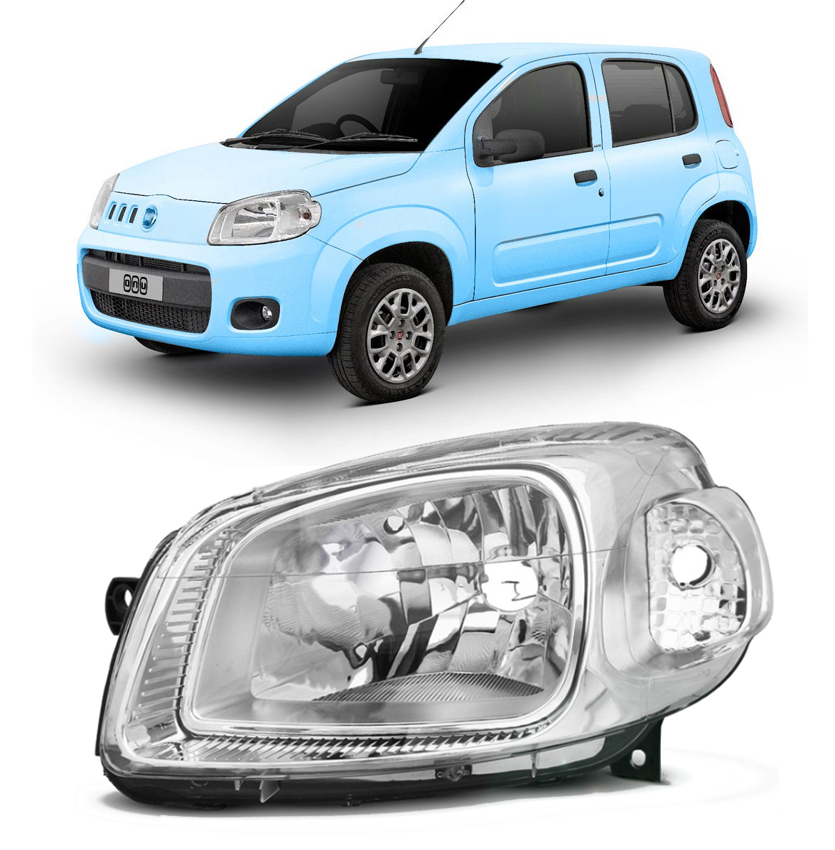 Semioptica Cromada Izquierda Fiat Uno Evo Base 2010  2014