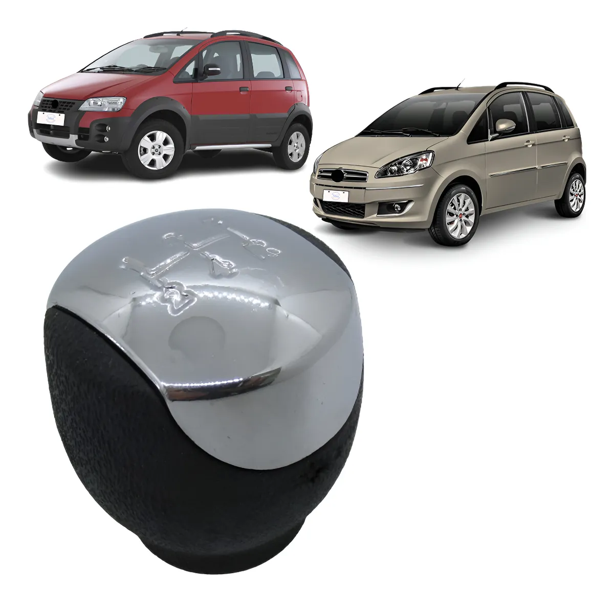 Pomo De Bola De La Palanca De Cambios Fiat Idea 2006-2016 Cromado – Plata