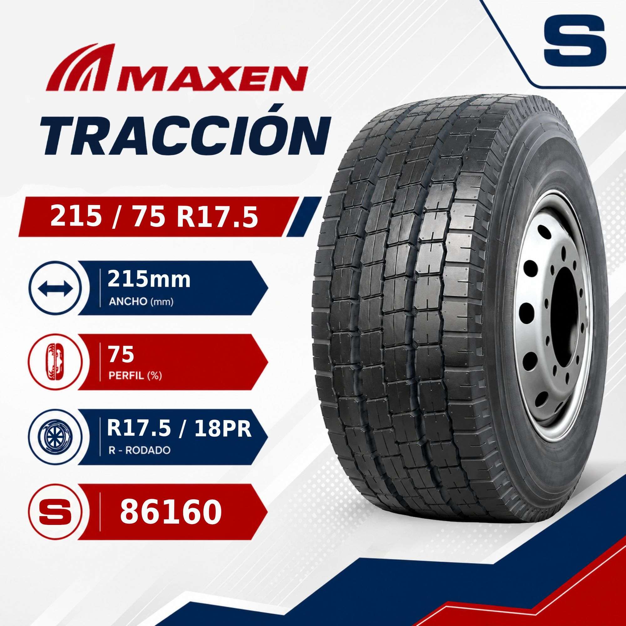 NEUMATICO 215/75 R17.5 18PR TRACCION MAXEN S619