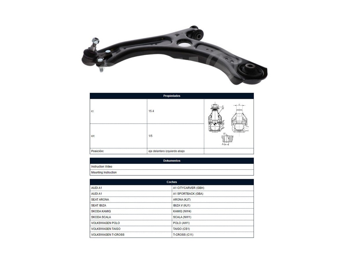 Parilla De Susp Del Volks Nivus/Polo/T-Cross/Virtus 17-25 Izq