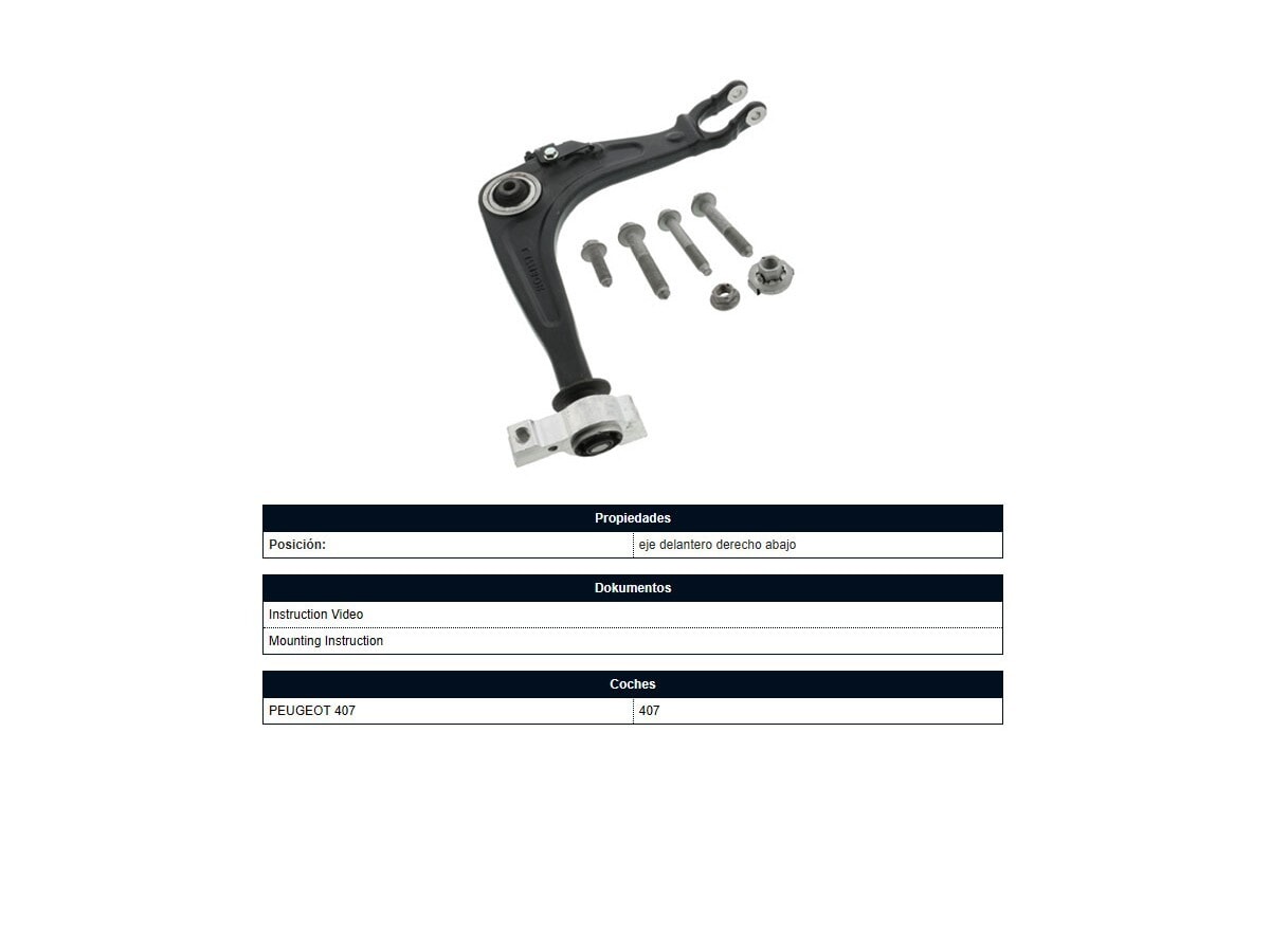 Brazo De Suspensión Peug 407 04-25 Der