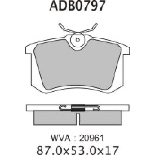 JGO. PASTILLAS FRENO VW SAVEIRO 16.. TRAS. AUDI A3-A4. CITR. C3 307 BORA GOLF FLUENCE 87x53X15-20961
