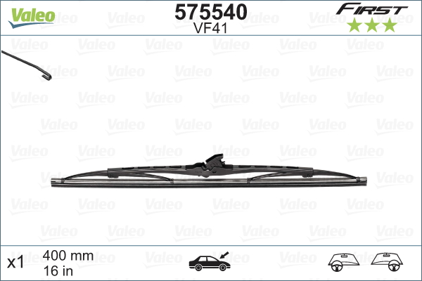 ESCOBILLA 16" 400mm VALEO FIRST VF41 ENGANCHE COMUN [VALEO]