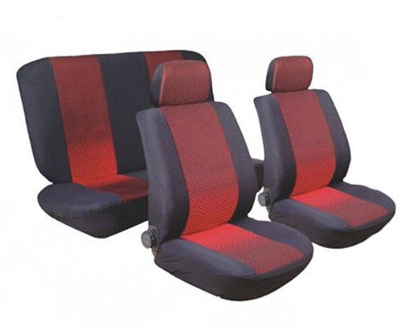 JUEGO DE FUNDAS CUBRE ASIENTO COLOR NEGRO Y ROJO