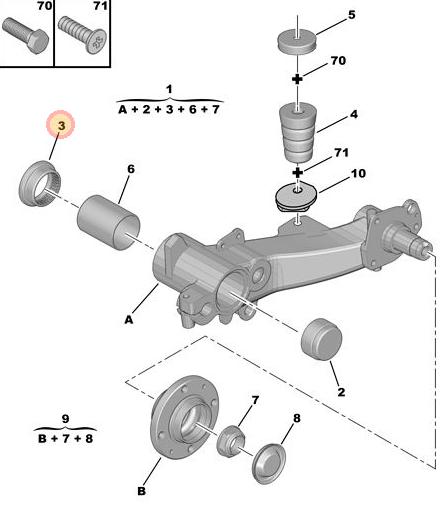 RULEMAN TUBO SUSPENSION TRASERO PEUGEOT 207 COMPACT 4 PUERTAS [ORIGINAL PSA]