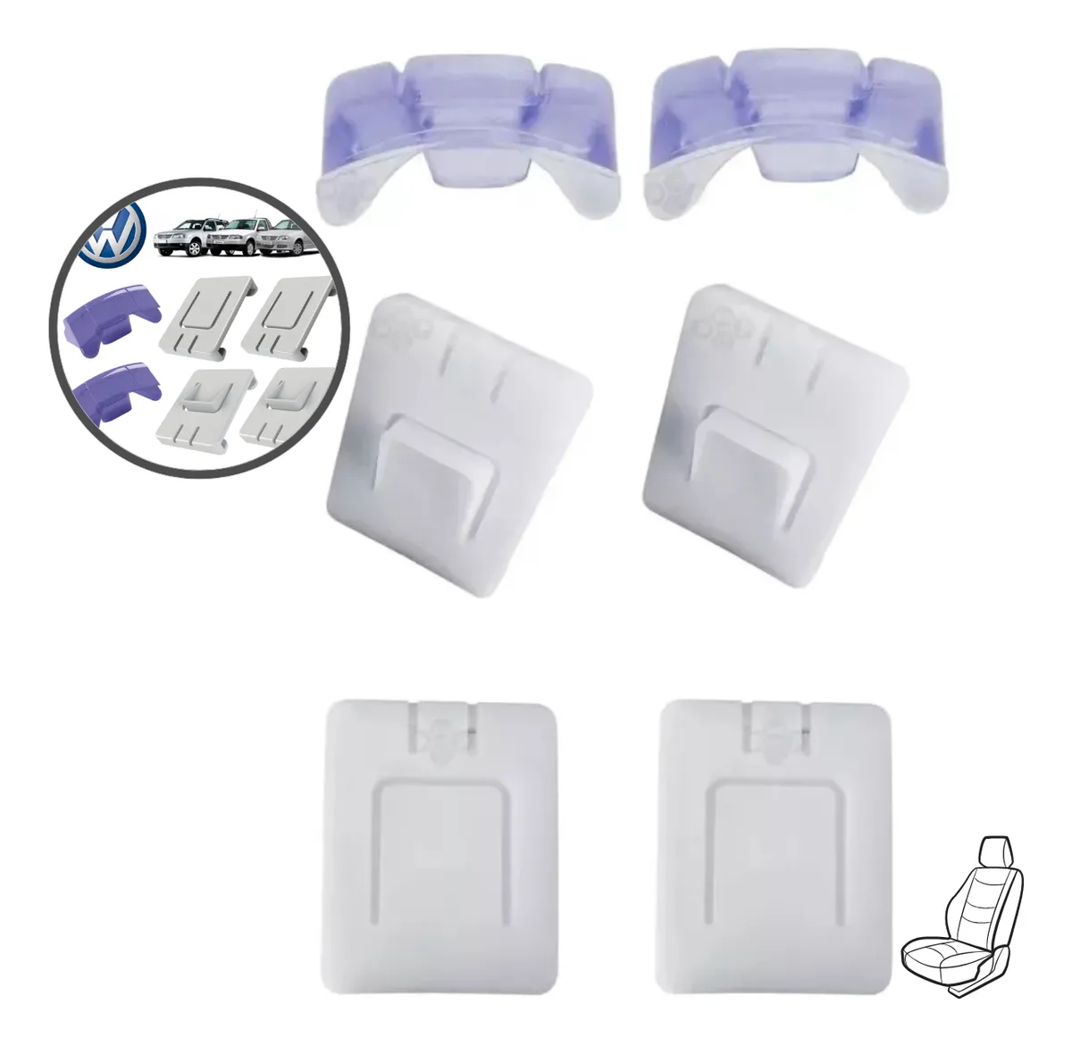 Par de kits de reparación para rieles de asiento VW Gol Saveiro G2 G3 G4 G5 – Original VW