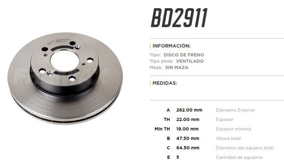 DISCO DE FRENO HONDA CIVIC 2006-