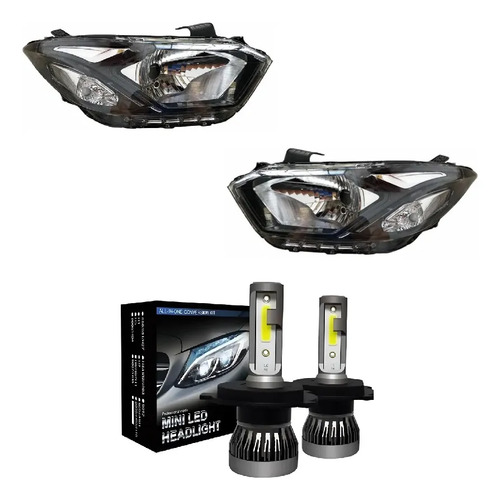Kit Semiopticas Con Led H4 Chevrolet Onix Prisma Negra