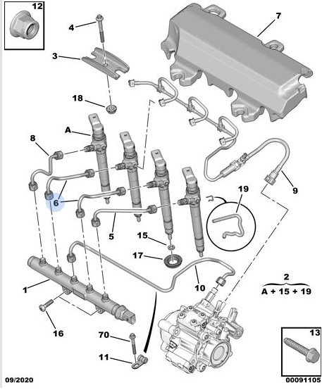 CAÑO DE INYECCIÓN PEUGEOT BOXER III 2.2 HDI [ORIGINAL PSA]