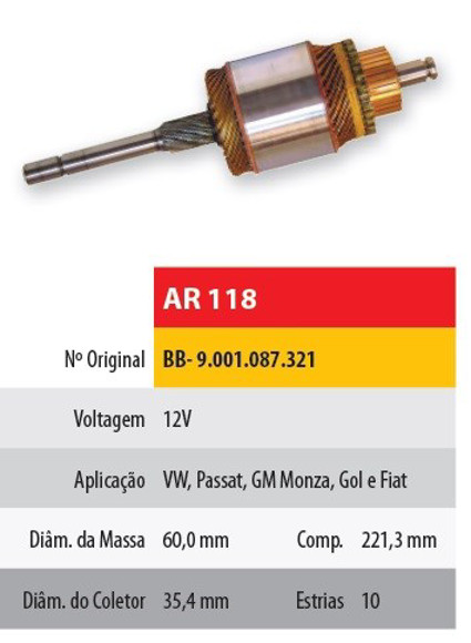 INDUCIDO 12V VOLKSWAGEN GOL/PASSAT (221,3X60X10X35,5)