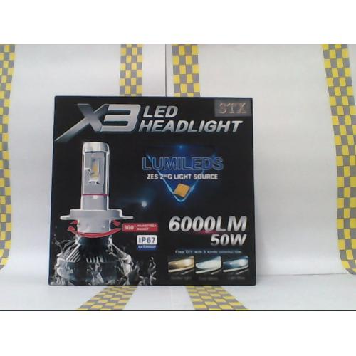 JGO. LAMPARA LED H3 X3 HEADLIGHT X3H3 PHILIPS ZES 6000LM 360 ROTACION