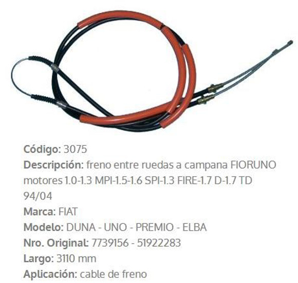 CABLE DE FRENO FIAT FIORINO 1994 3110MM