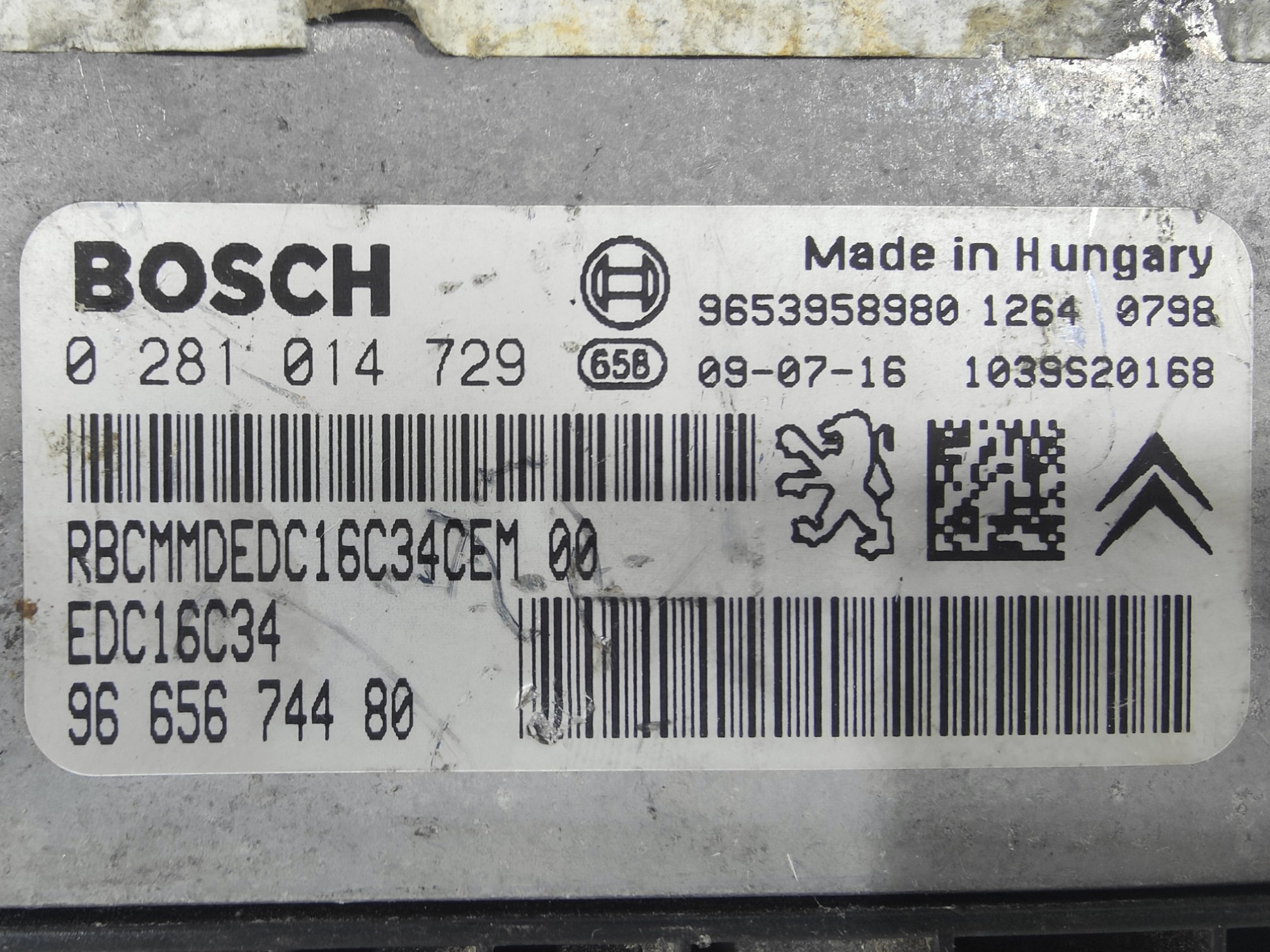 ECU de motor Citroen C4 PICASSO 1.6 HDI 2009, Ref: 10871-K3B3