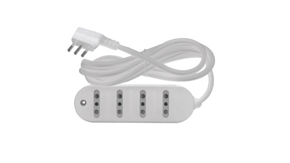 ALARGUE BLANCO 2,5 MTS 4 TOMAS DE 3 EN LINEA 10AMP