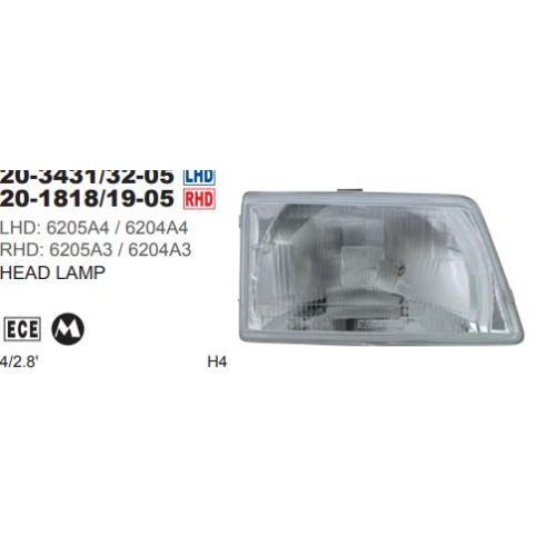 SEMIOPTICA PEUGEOT IZQ. 205 83...98 LAMP. H4  TYC 6204A4