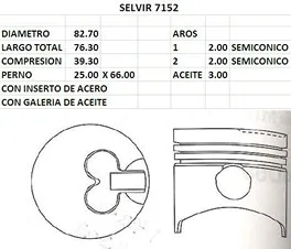 PISTONES 82.70mm MITSUBISHI 4D68T STD TIK