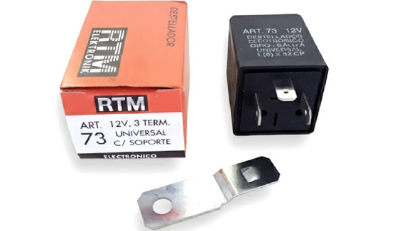 FLASHER ELECTRONICO UNIVERSAL 12V 3 TERMINALES CON SOPORTE