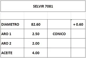 AROS 82.6mm FIAT UNO 1.7 D 0.60 (4mm) CTI