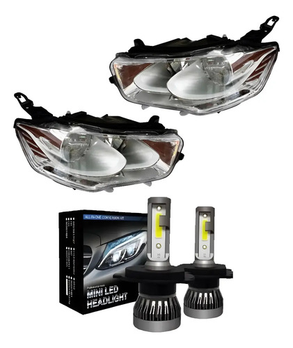 Kit Semiopticas Citroen C-elysee Con Led H1 Corta Larga