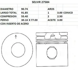 PISTONES 90.74mm MAXION 2.5TD STD TIK (SET DE 4)