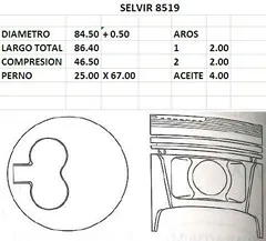 PISTONES 84.50mm NISSAN LD28 0.50 TIK