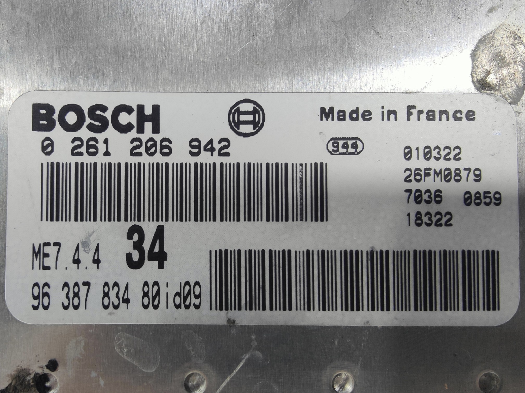 ECU de motor Peugeot 206 1.6 16V 2001, Ref: 11105-K3C5