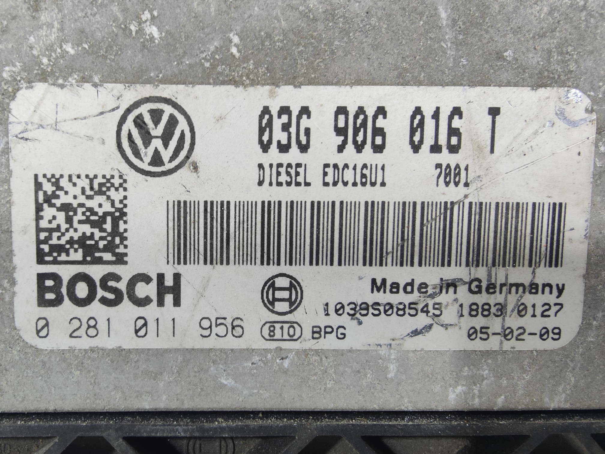 ECU de motor Volkswagen Golf MK5 2.0 TDI 140hp , Ref: 8202-K3B3